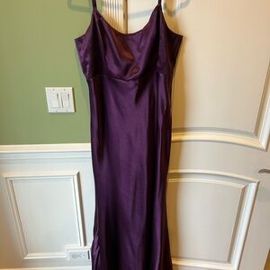 Dark Purple Satin Mermaid Maxi Dress
